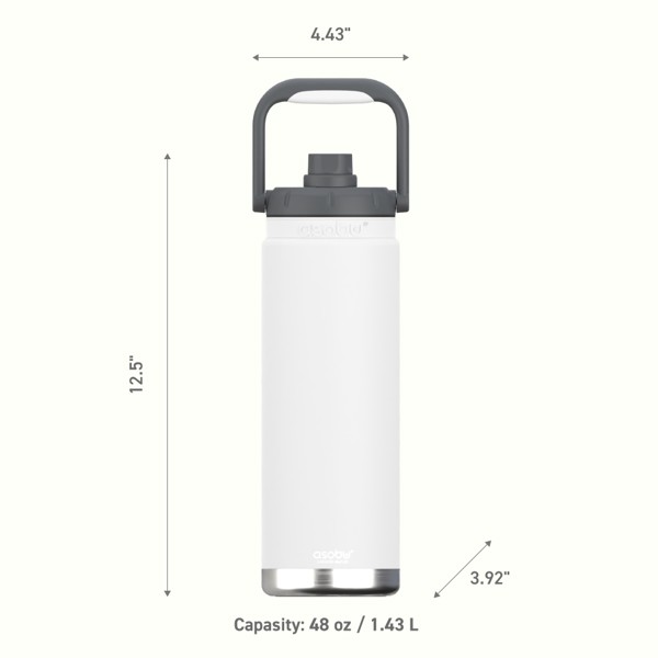 Asobu® Canyon Flaša: 1,43 L Izolirana Steklenica za Pohodništvo in Kampiranje - bela