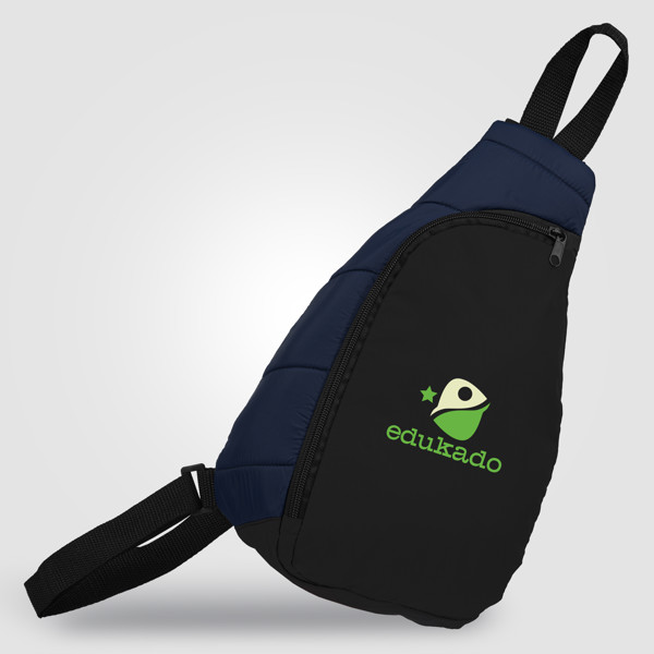 SportStyle Sac à bandoulière en nylon rPET - Bleu marine / Sérigraphie