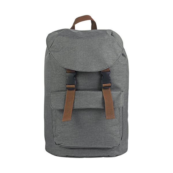 Polyester, Two-Tone Melange-Effect Backpack With 2 Pockets - Grey