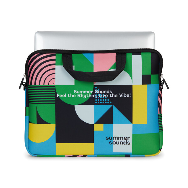 Sublimated neoprene laptop sleeve with zipper and front pocket - 42x31cm