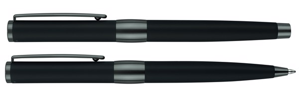 Parure Image Line Senator® Composée D'un Stylo À Bille, D'un Stylo À Plume Et D'un Étui En Cuir. - Noir