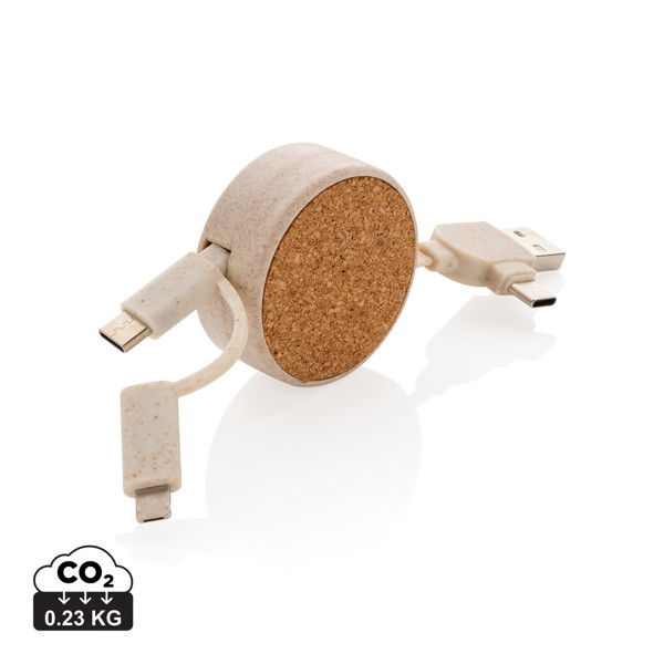 XD - Cork and Wheat 6-in-1 retractable cable