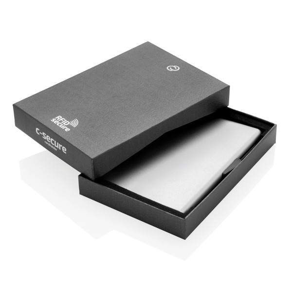 Porte-cartes en aluminium anti RFID C-Secure - Argent