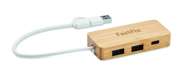 Bamboo USB 3 ports hub Hubbam