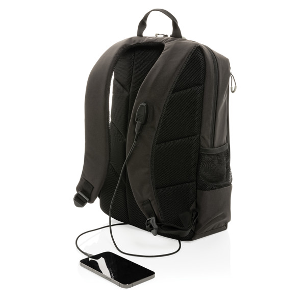 Batoh na 15.6" notebook Lima Impact z RPET AWARE™ - Černá / Bílá