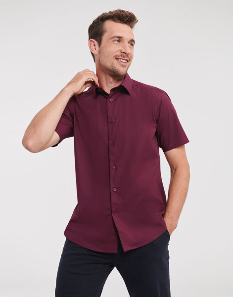 Fitted Short Sleeve Stretch Shirt - White / 4XL