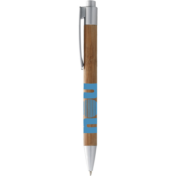 Stylo bille en bambou Borneo (encre noire) - Naturel / Argent