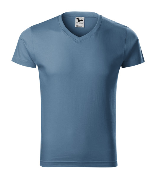 Tričko Pánské Malfini® Slim Fit V-Neck - Denim / 2XL
