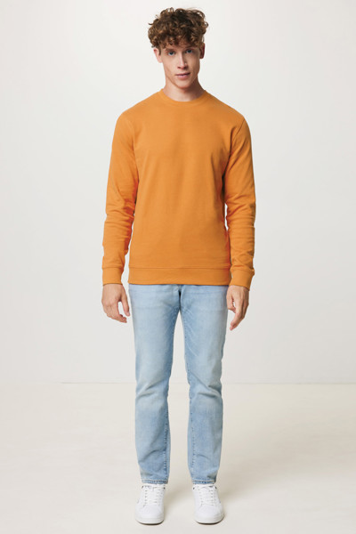 Sweater à col rond en coton recyclé Iqoniq Zion - Sundial Orange / XL