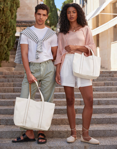 Courtside Large Tote - Soft White / Bottle Green / ONE SIZE