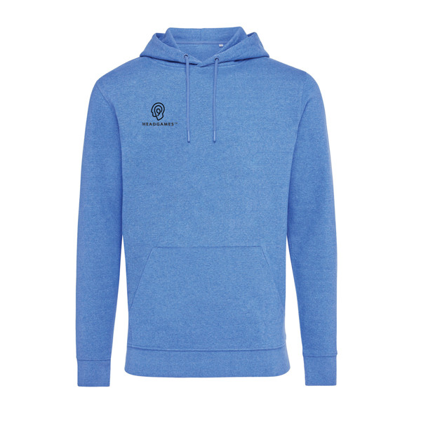 Nebarvená mikina s kapucí IQONIQ Torres z recykl. bavlny - Heather Blue / XXXL