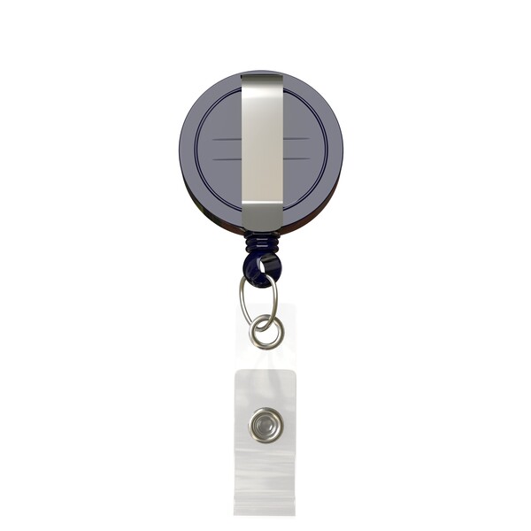Intrekbare badge reel in ronde vorm met ⌀2,8cm logo - Full color / Diep marineblauw / Riemclip