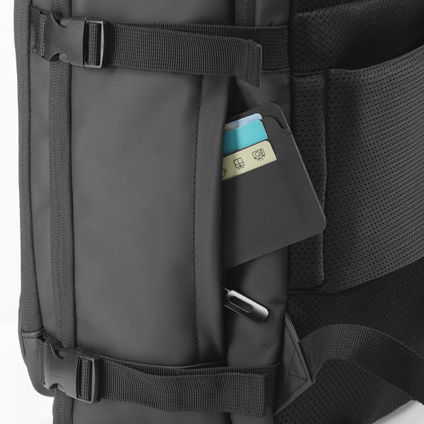Cabin Size Travel Backpack With Laptop Holder (15) In Soft, Water-Resistant Pu - Black