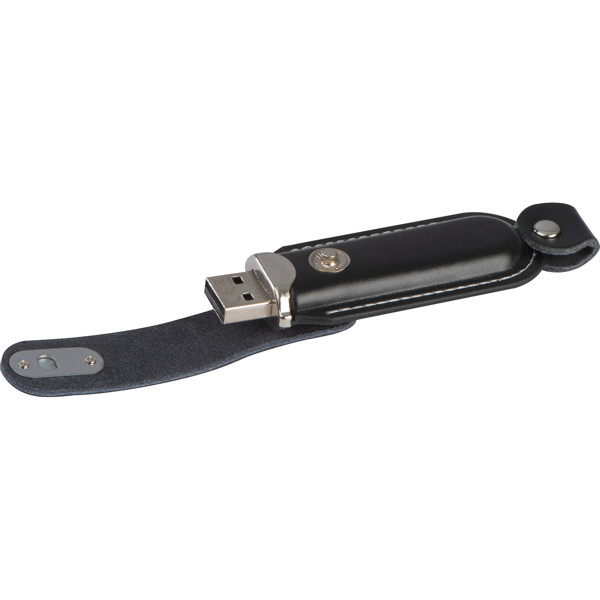 USB Stick with leather cover 4GB - Black
