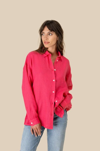 Ladies' Oversize Linen Shirt - Linen / S