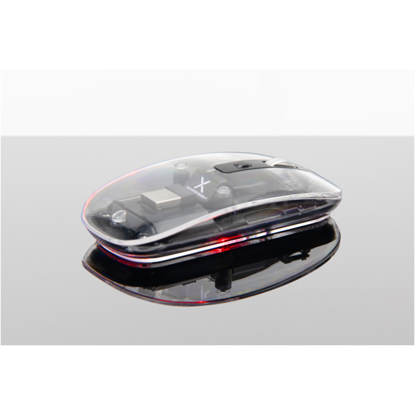 SCX.design O24 transparente wireless multimode 2.4 Ghz Bluetooth® Maus mit Leuchtlogo