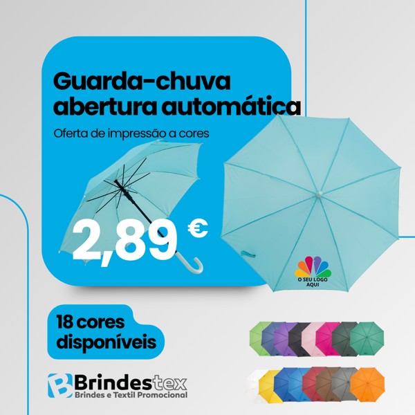 Guarda-chuva em poliéster com abertura automática com impressão incluída a cores