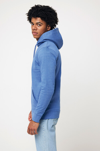Nebarvená mikina s kapucí IQONIQ Torres z recykl. bavlny - Heather Blue / XXXL