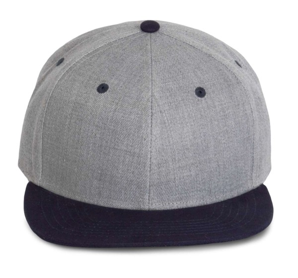 Snapback Cap - 6 Panels - Light Grey Heather / Navy