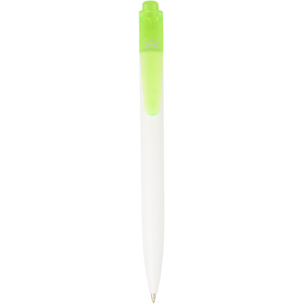 Esferográfica de plástico do oceano Thalaasa (tinta preta) - Verde transparente / Branco