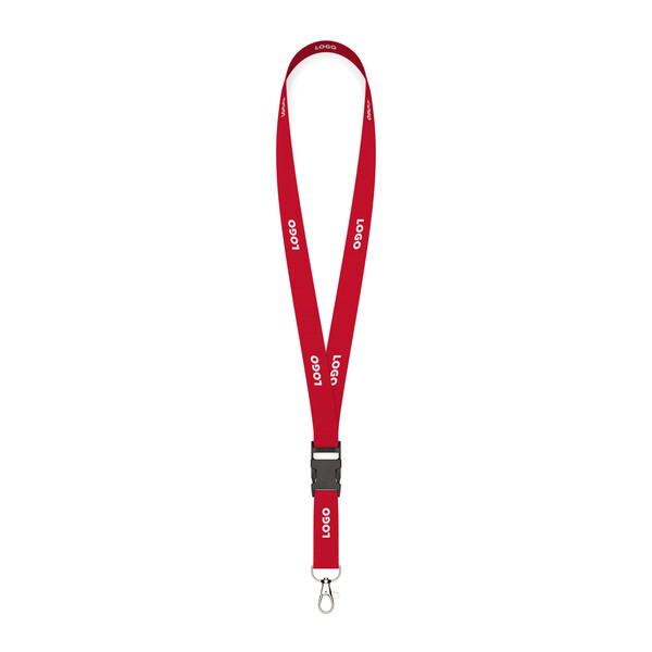 Fita de poliéster destacável em serigrafia com correspondência pantone - Vermelho escarlate médio / 20mm width / Mosquetão metálico
