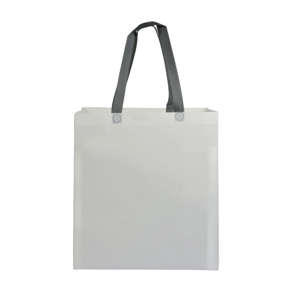 Laminated, Heat-Sealed 100 G/M2 Non-Woven Fabric Shopping Bag With Gusset And Long Handles - White