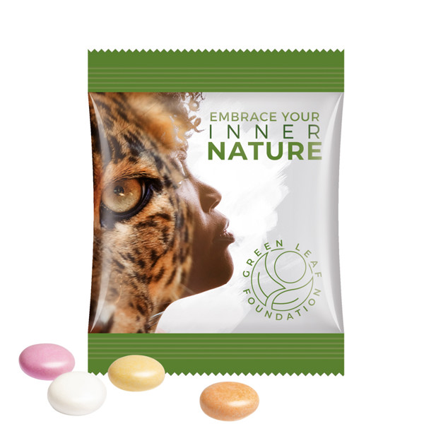 Mini bag 8g, recyclable paper white, Mentos chewy candy fruit | Mentos chewy candy fruit, 8 g