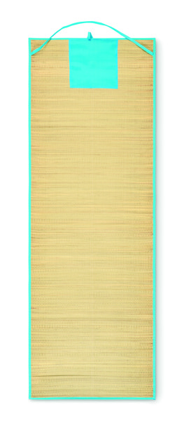 Natural straw beach mat Rafia - Turquoise