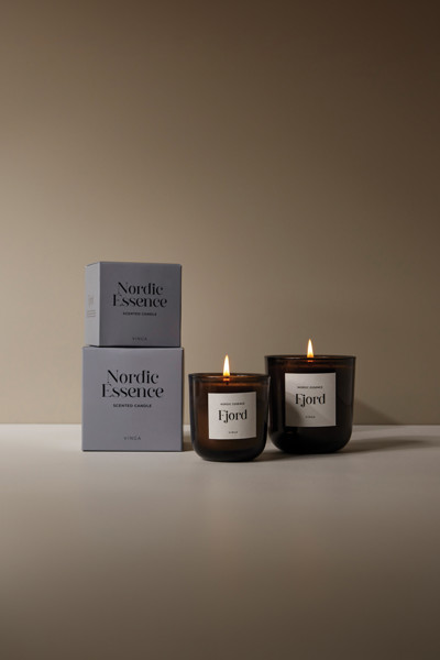 VINGA Grande bougie parfumée Nordic - Bleu / Marron Foncé
