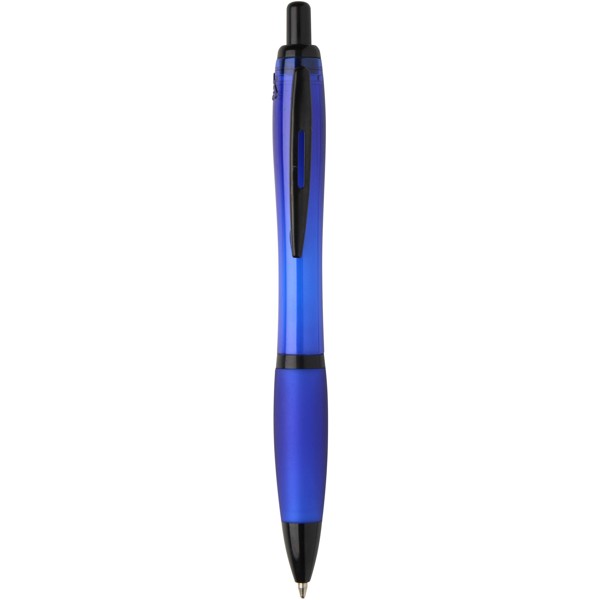 Stylo bille Nash en plastique recyclé avec garnitures noires (encre noire) - Bleu royal