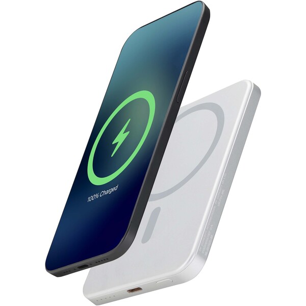 Avis 5000 mAh RCS recycled aluminium magnetic power bank - Silver