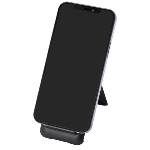 Savvy recycled plastic modular charging cable with phone holder - Black