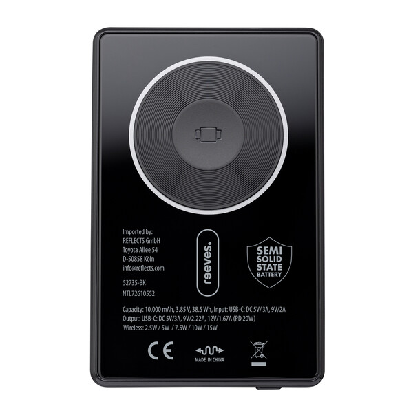 Powerbank sans fil magnétique 15W WATTRON ULTRA X ALU - noir / 10000 mAh