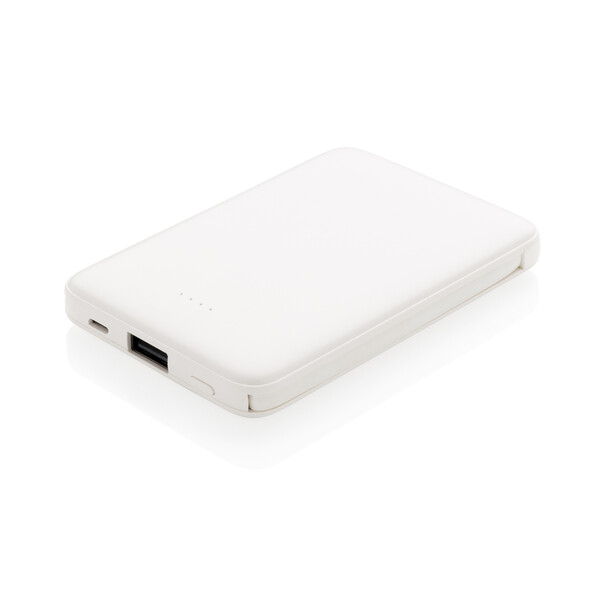 Kapesní powerbanka 5 000 mAh s integrovaným kabelem - Bílá