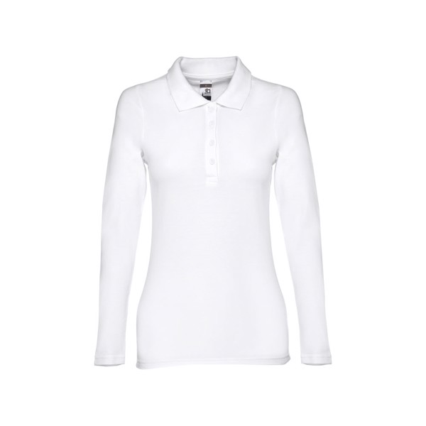 THC BERN WOMEN WH. Polo à manches longues pour femmes en coton cardé - Blanc / M