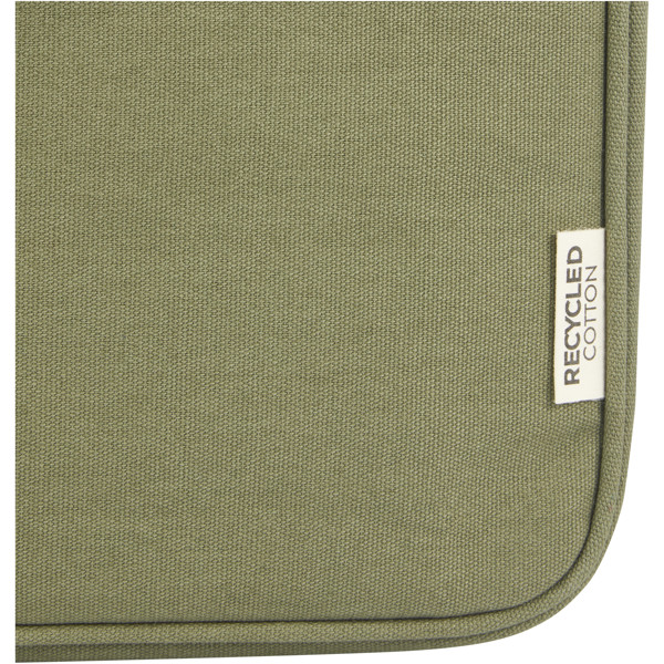 Housse pour ordinateur portable Joey de 2 L en toile recyclée GRS 14 pouces - Olive