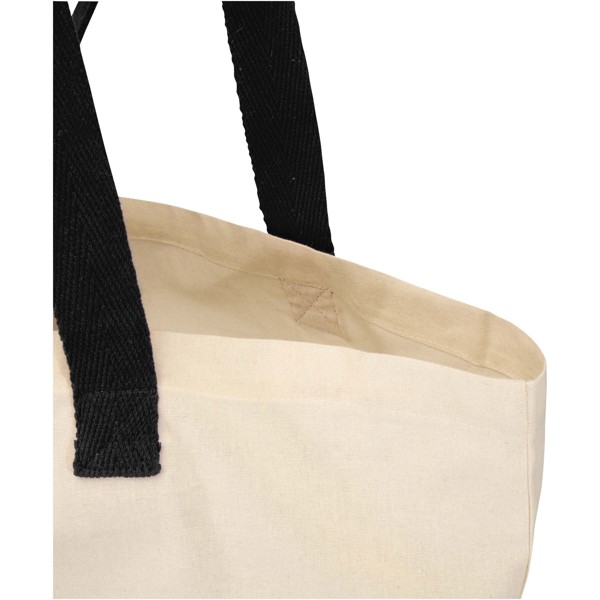 Saco de algodão reciclado dobrável de 12 L e GRS de 140 g/m² Sierra - Natural / Preto liso