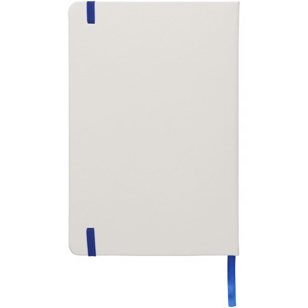Carnet de notes blanc A5 Spectrum avec élastique de couleur - Blanc / Bleu royal
