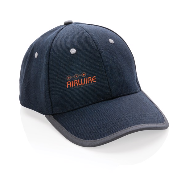 Casquette contraste 6 panneaux coton recyclé Impact AWARE™ - Bleu Marine