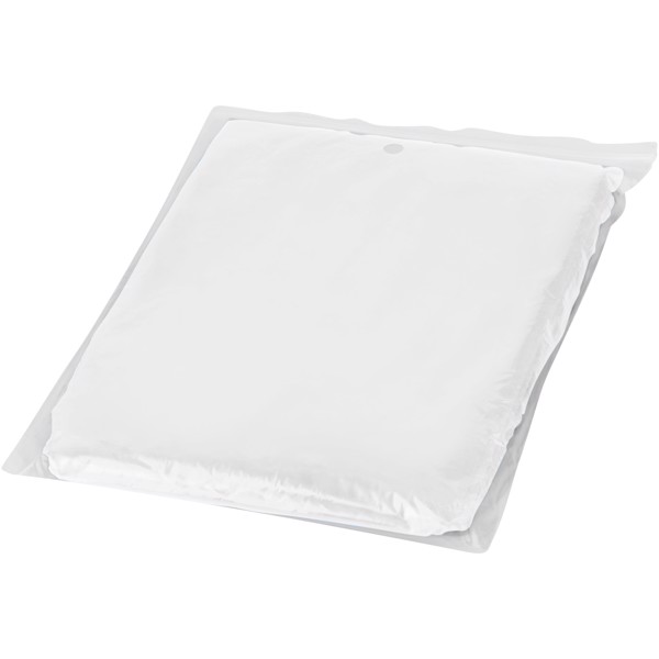 Ziva disposable rain poncho with storage pouch - White