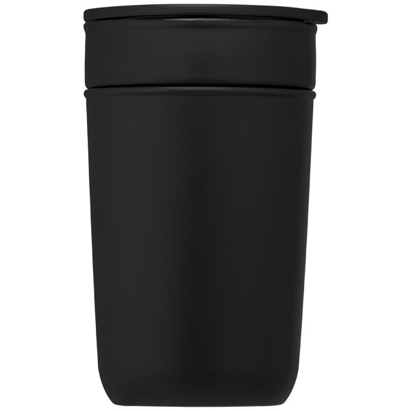 Danube - Gobelet en céramique de 355 ml avec extérieur et couvercle en plastique recyclé - Noir / Sérigraphie