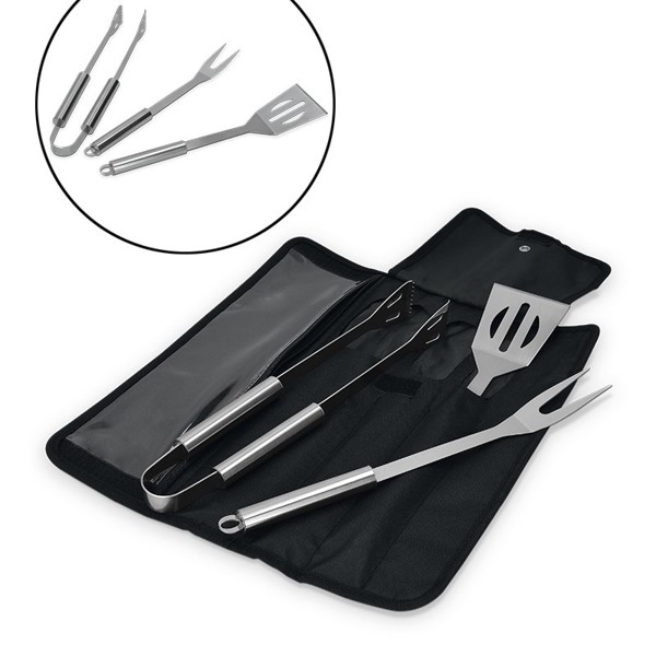SET DE 3 USTENSILES POUR BBQ BARBECUE - Rouge chine