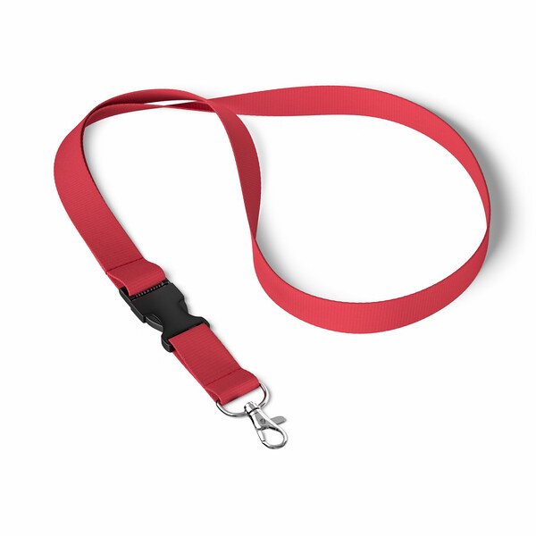 Fita de poliéster destacável em serigrafia com correspondência pantone - Vermelho escarlate médio / 20mm width / Mosquetão metálico
