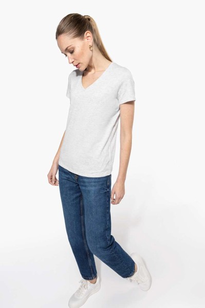 Ladies' Short-Sleeved V-Neck T-Shirt - White / S