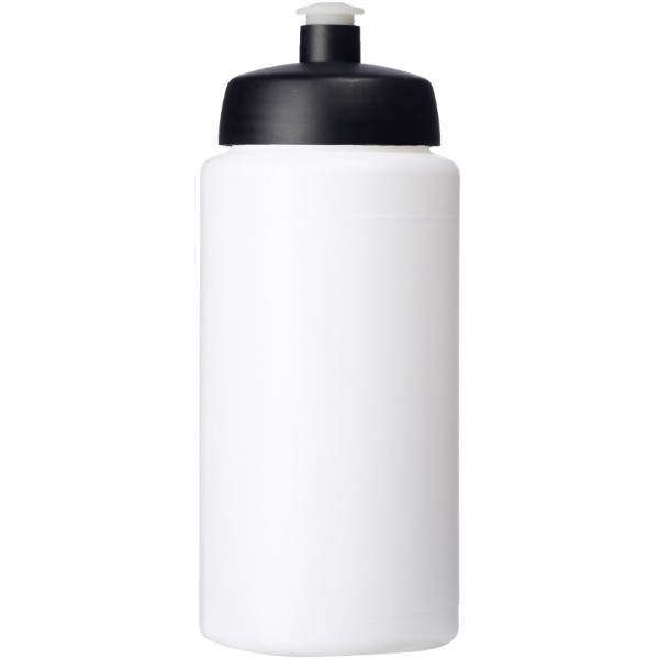 Garrafa desportiva de 500 ml com tampa desportiva "Baseline® Plus grip" - Branco / Preto Liso
