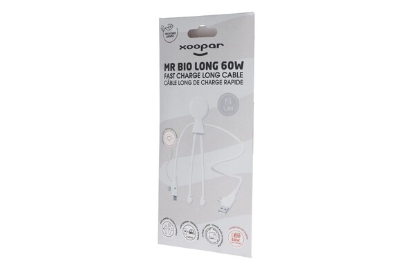 Câble de charge multi-ports Xoopar Mr. Bio Long 60 W PD – 1.2 mètre - Blanc
