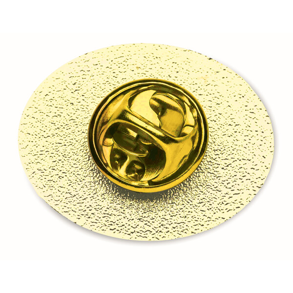 Oval metal lapel pin with doming - Imitation gold / Individual polybag