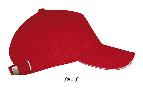 LONG BEACH FIVE PANEL CAP - Red / WhiteM