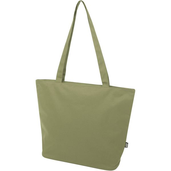 Tote bag in materiale riciclato certificato GRS con cerniera Panama 20l - Oliva