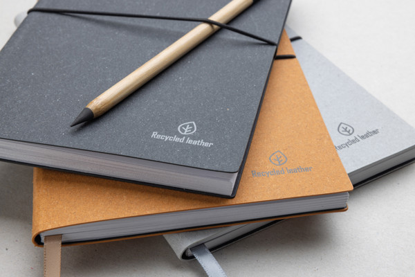 A5 recycled leather notebook - Grey